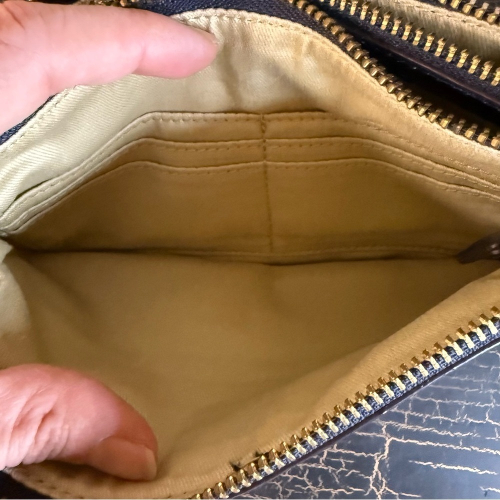 Fossil Navy Shoulder Bag with Gold Accents - Picture 5 of 5